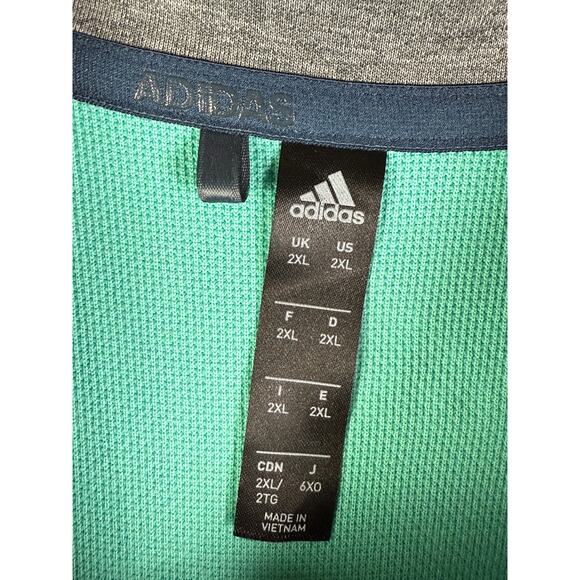 Adidas Club Golf 1/4 Zip Pullover Activewear Lightweight Semi Mint Rush Mens 2XL - Picture 5 of 9